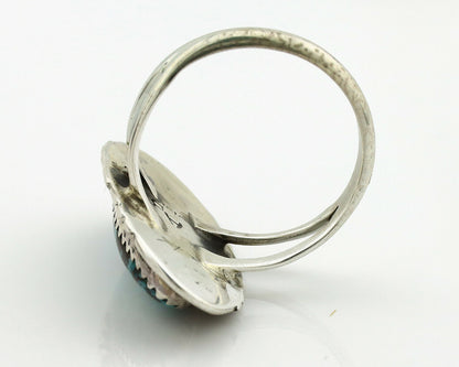 Navajo Ring .925 Silver Spiderweb Turquoise Artist Signed AB C.1980's