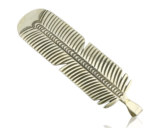 Navajo Hair Clip Barrette 925 Silver Hand Stamped Native Artist Signed BD C.80's