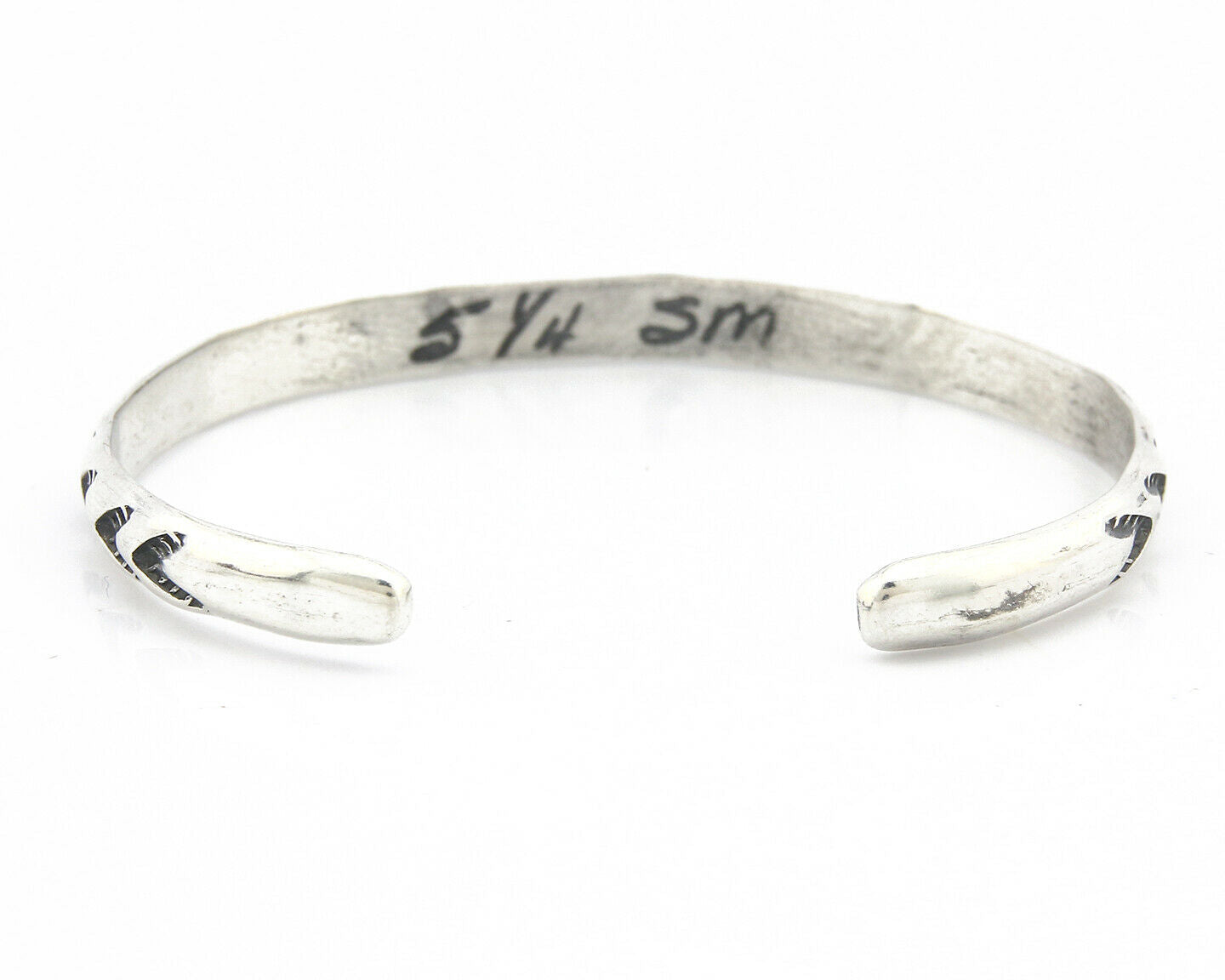 Navajo Bracelet .925 Silver Hand Stamped Arrow Head Artist Montoya C.80's