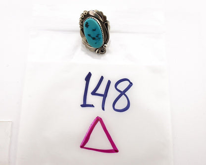 Navajo Inlay Band Ring 925 Silver Sleeping B Turquoise Signed Justin Morris C80s