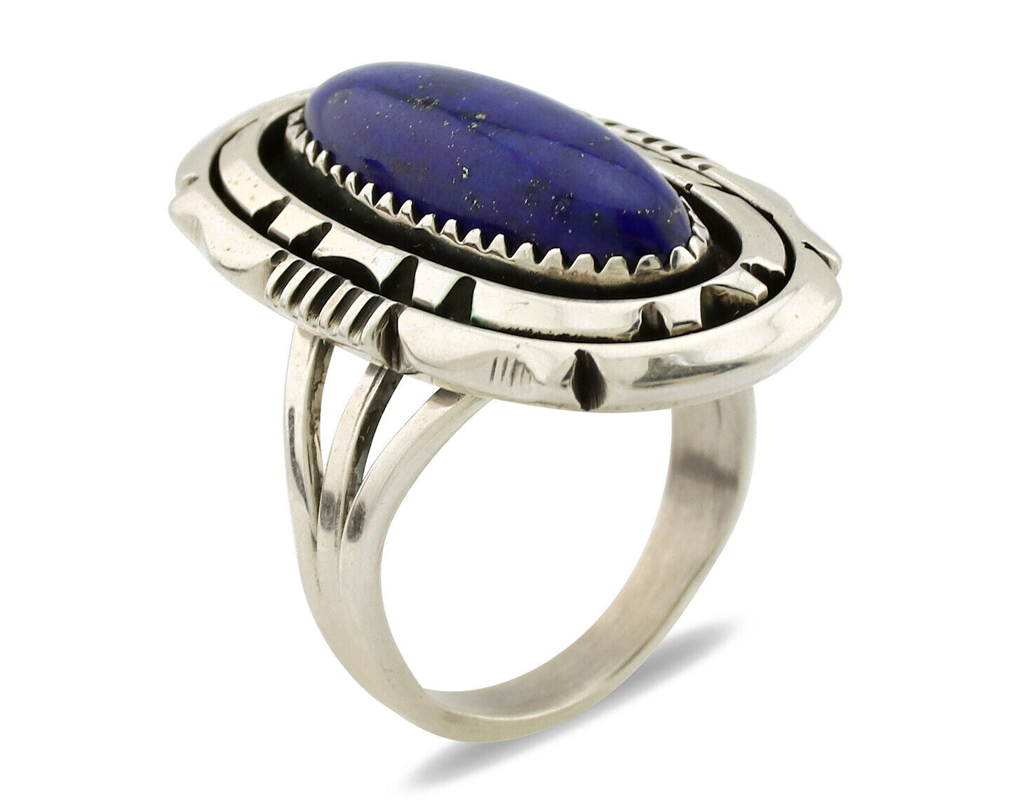Navajo Ring 925 Silver Natural Lapis Lazuli Artist Signed William Denetdale C80s