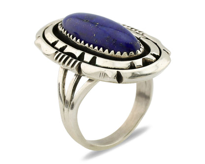 Navajo Ring 925 Silver Natural Lapis Lazuli Artist Signed William Denetdale C80s