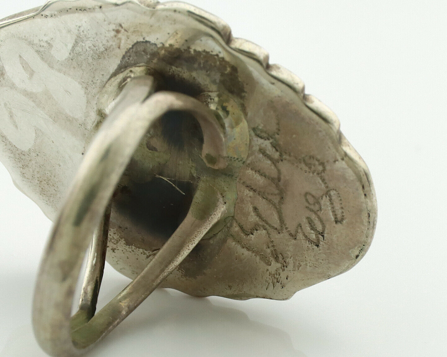 Navajo Ring .925 Silver Kingman Turquoise Signed Billy Eagle C.1980's