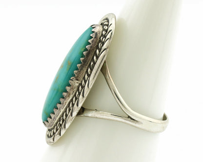 Navajo Ring .925 Silver Kingman Turquoise Native American Artist C.1980's