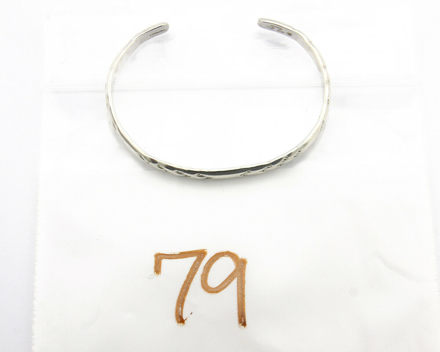 Navajo Bracelet .925 Silver Hand Stamped Arrow Head Artist Montoya C.80's