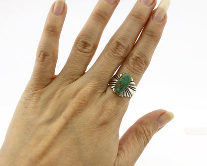Navajo Ring .925 Silver Blue Green Arizona Turquoise Artist Signed Apache C.80's