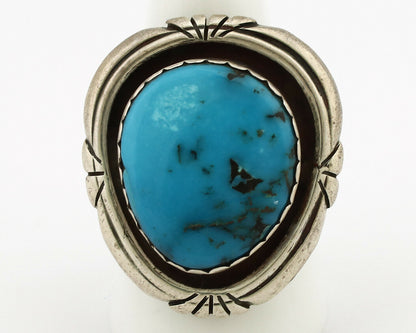 Navajo Ring .925 Silver Nevada Turquoise Artist Signed KK C.80's
