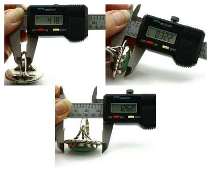 Navajo Ring .925 Silver Natural Uncolored Green Turquoise Signed Apache C.80's