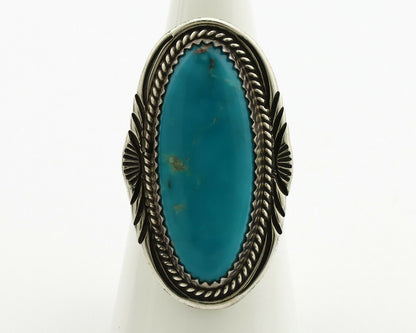 Navajo Ring .925 Silver Blue Turquoise Artist Signed M Begay C.1980's