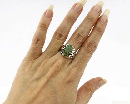 Navajo Ring .925 Silver Blue Green Arizona Turquoise Artist Signed Apache C.80's