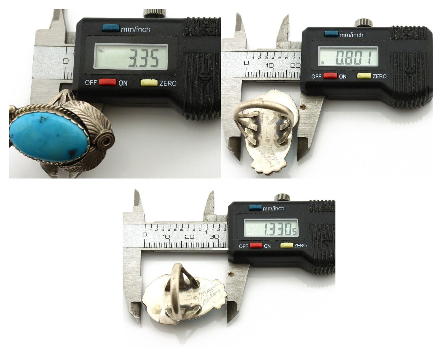 Navajo Ring 925 Silver Natural Morenci Turquoise Artist Signed Justin Morris C80