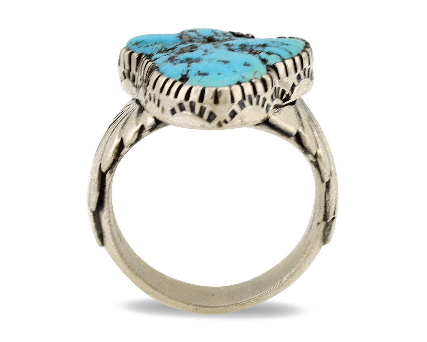 Navajo Ring .925 Silver Sleeping Beauty Turquoise Artist Signed DK C.80's