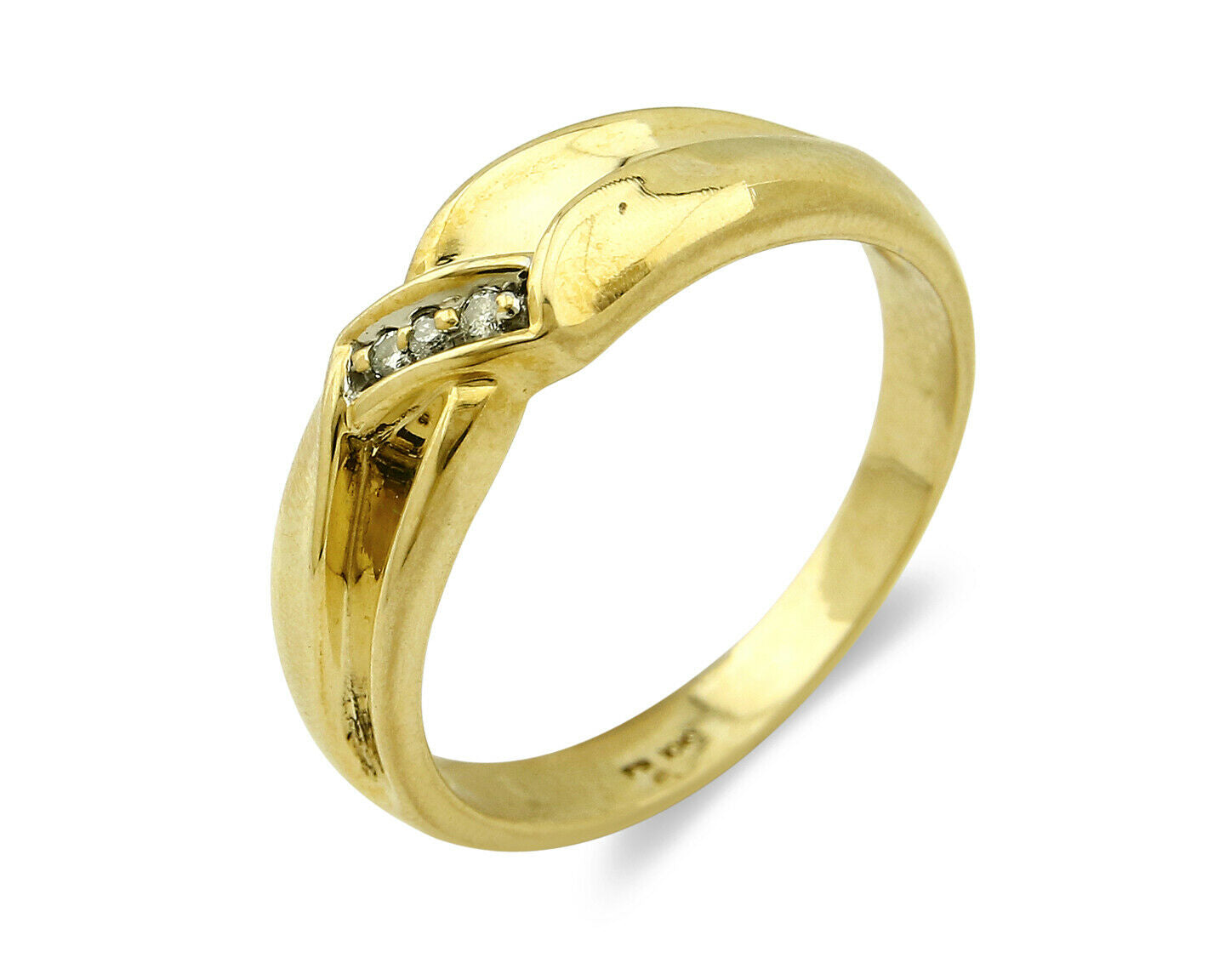 Men's Natural Diamond Band Solid Yellow Gold Wedding Ring