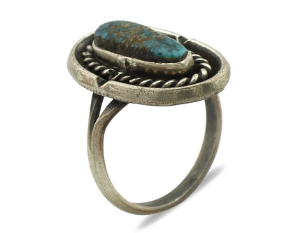 Navajo Ring .925 Silver Spiderweb Turquoise Native Artist C.80's