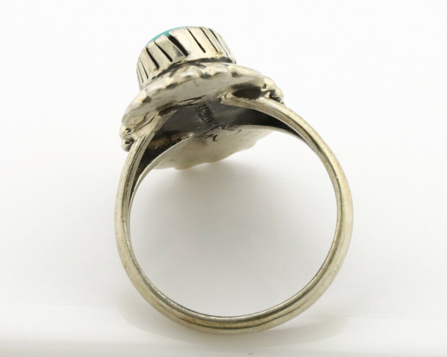 Navajo Ring .925 Silver Natural Mined Turquoise Artist Signed M Montoya C.80's