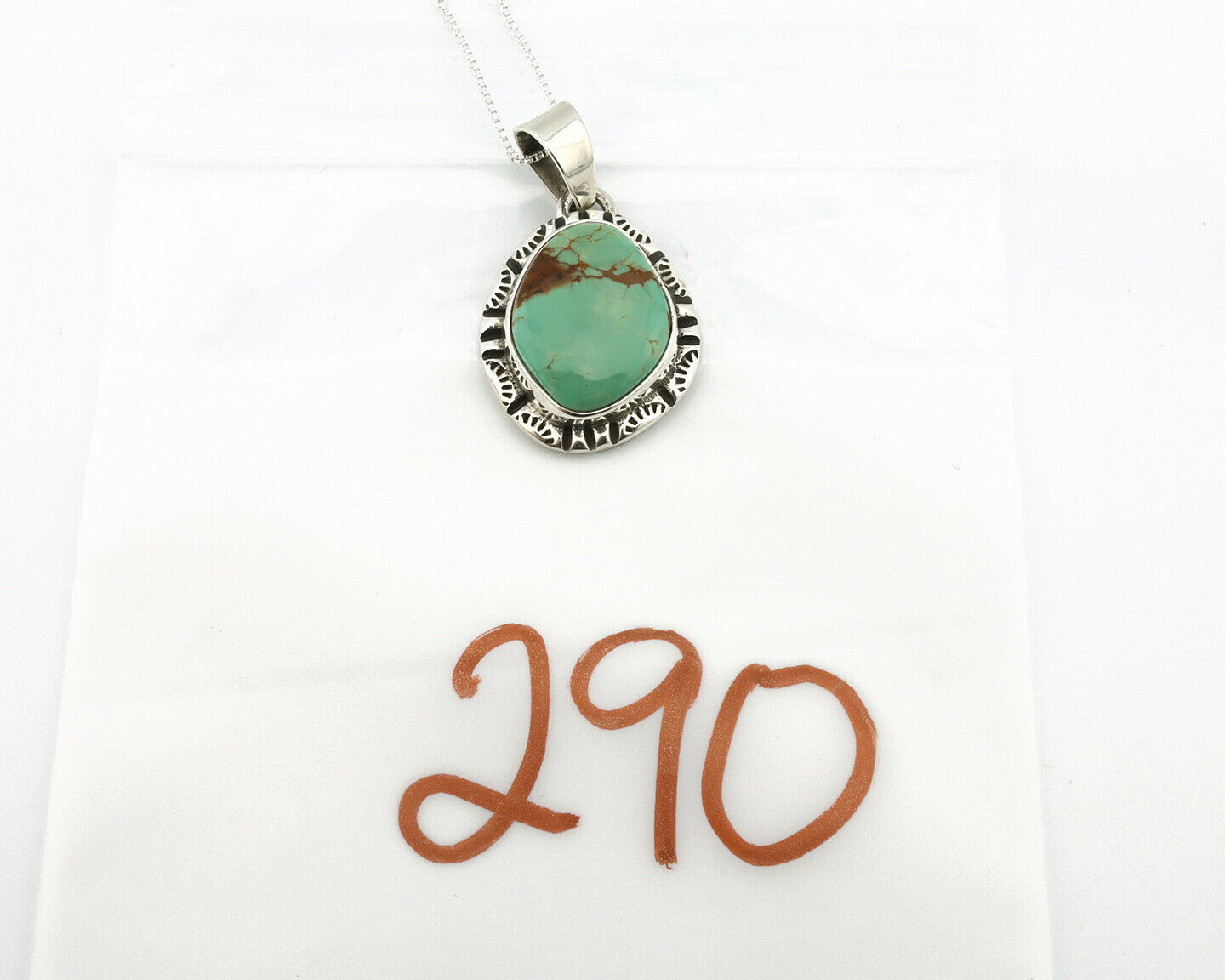 Navajo Pendant .925 Silver Kingman Turquoise Artist Signed Gecko C.80's
