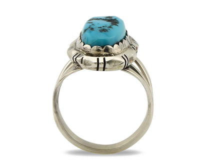 Navajo Ring .925 Silver Natural Blue Turquoise Native Artist C.80's