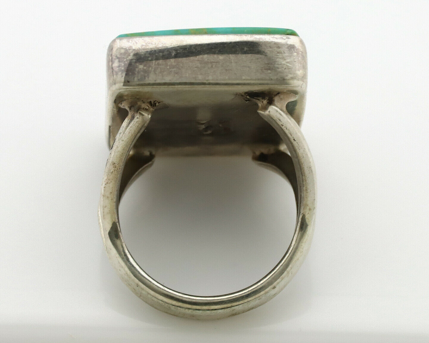 Navajo Ring .925 Silver Kingman Turquoise Artist Signed Gecko C.80's