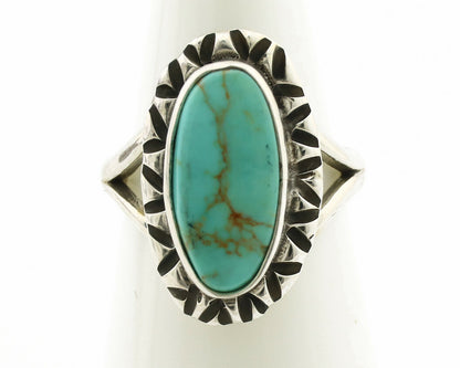 Navajo Ring .925 Silver Natural Mined Turquoise Artist Signed Gecko C.80's
