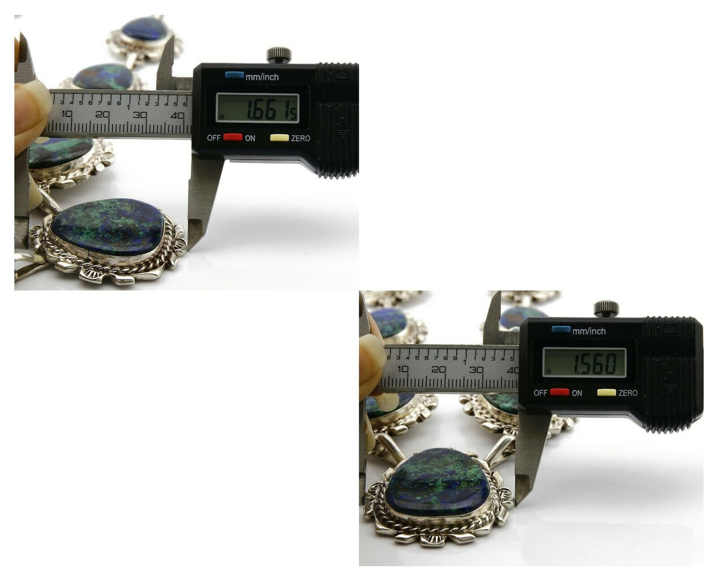 Navajo Azurite Necklace .925 Silver Signed Artist Billie Eagle C.80's