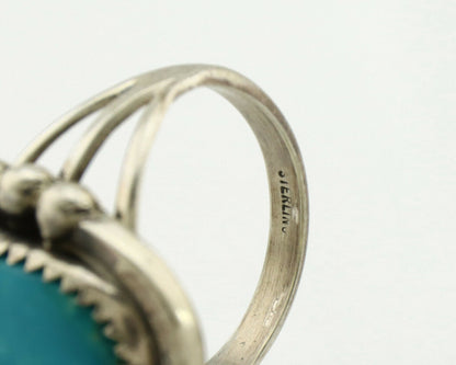 Navajo Ring .925 Silver Blue Turquoise Artist Signed Anna Begay C.1980's