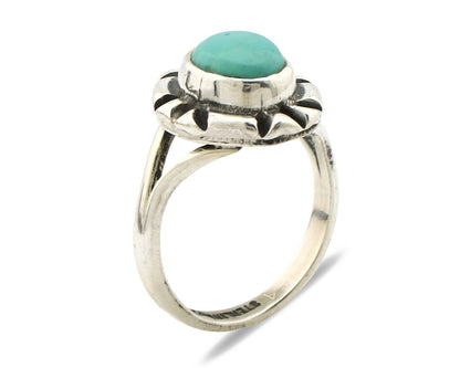 Navajo Ring .925 Silver Kingman Turquoise Artist Signed Gecko C.90's