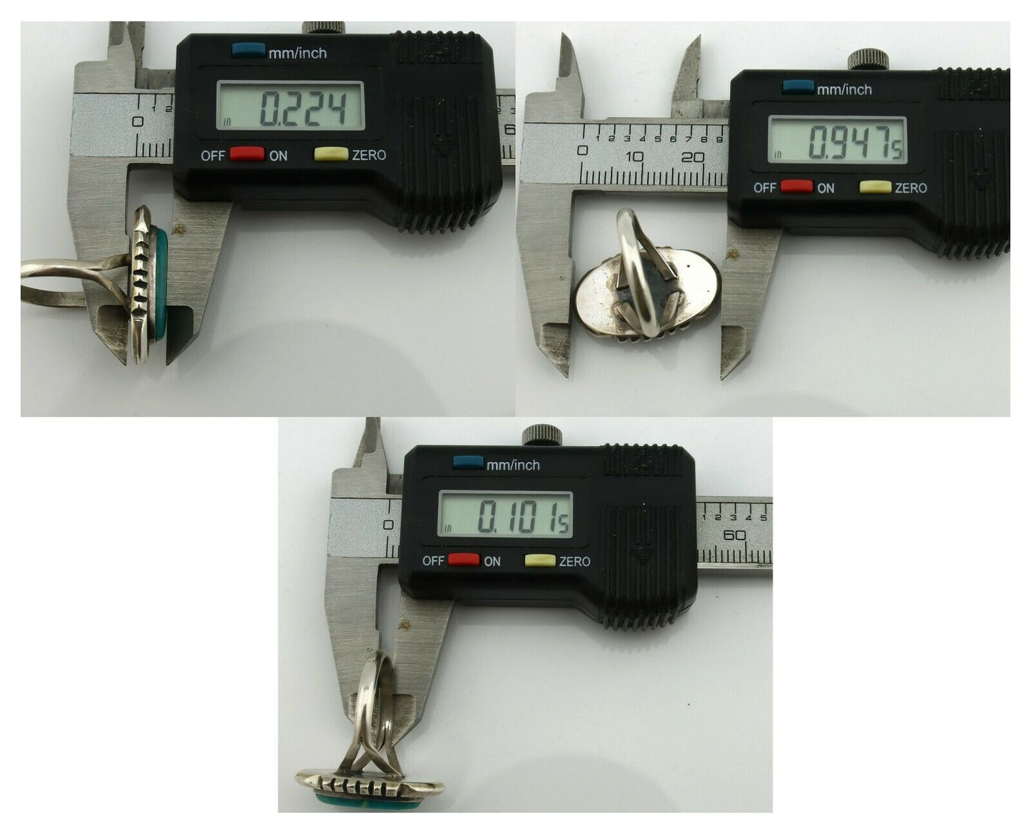 Navajo Ring .925 Silver Blue Turquoise Native American Artist Handmade C.80's