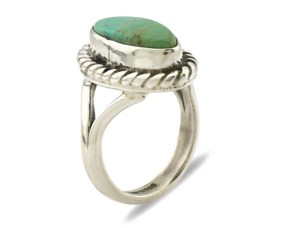 Navajo Ring .925 Silver Natural Mined Turquoise Artist Signed Gecko C.80's