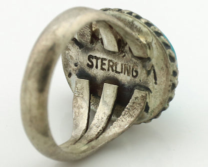 Navajo Ring .925 Silver Natural Blue Turquoise Native American Artist C.1980's
