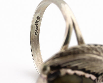 Navajo Ring .925 Silver Damele Turquoise Native American Artist C.1980's