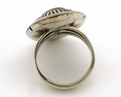 Navajo Ring .925 Silver Nevada Turquoise Native American Artist C.1980's