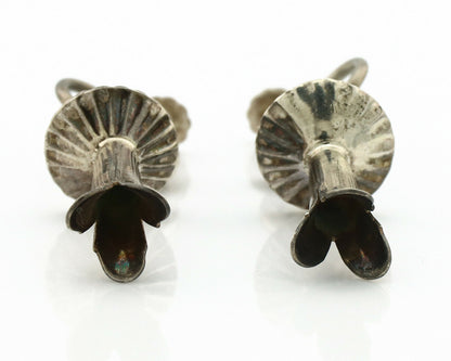 Navajo Handmade Concho Earrings .925 Silver Native American Artist C.80's