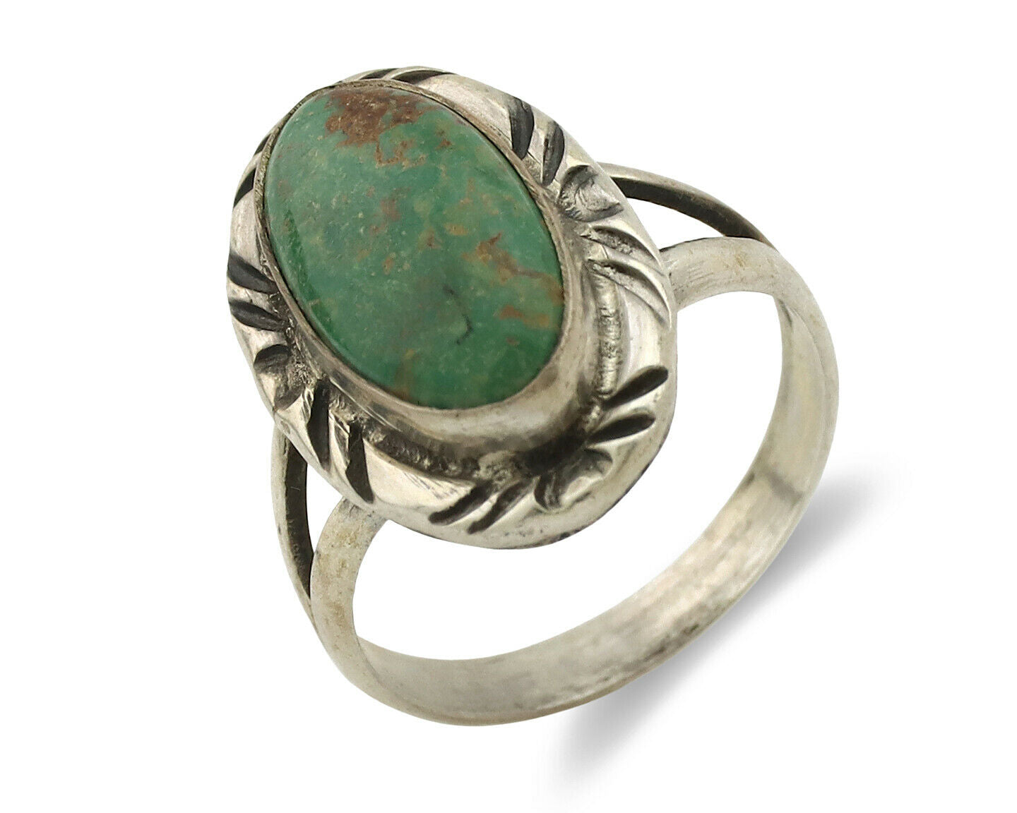 Navajo Ring .925 Silver Kingman Turquoise Native Artist Signed C.80's