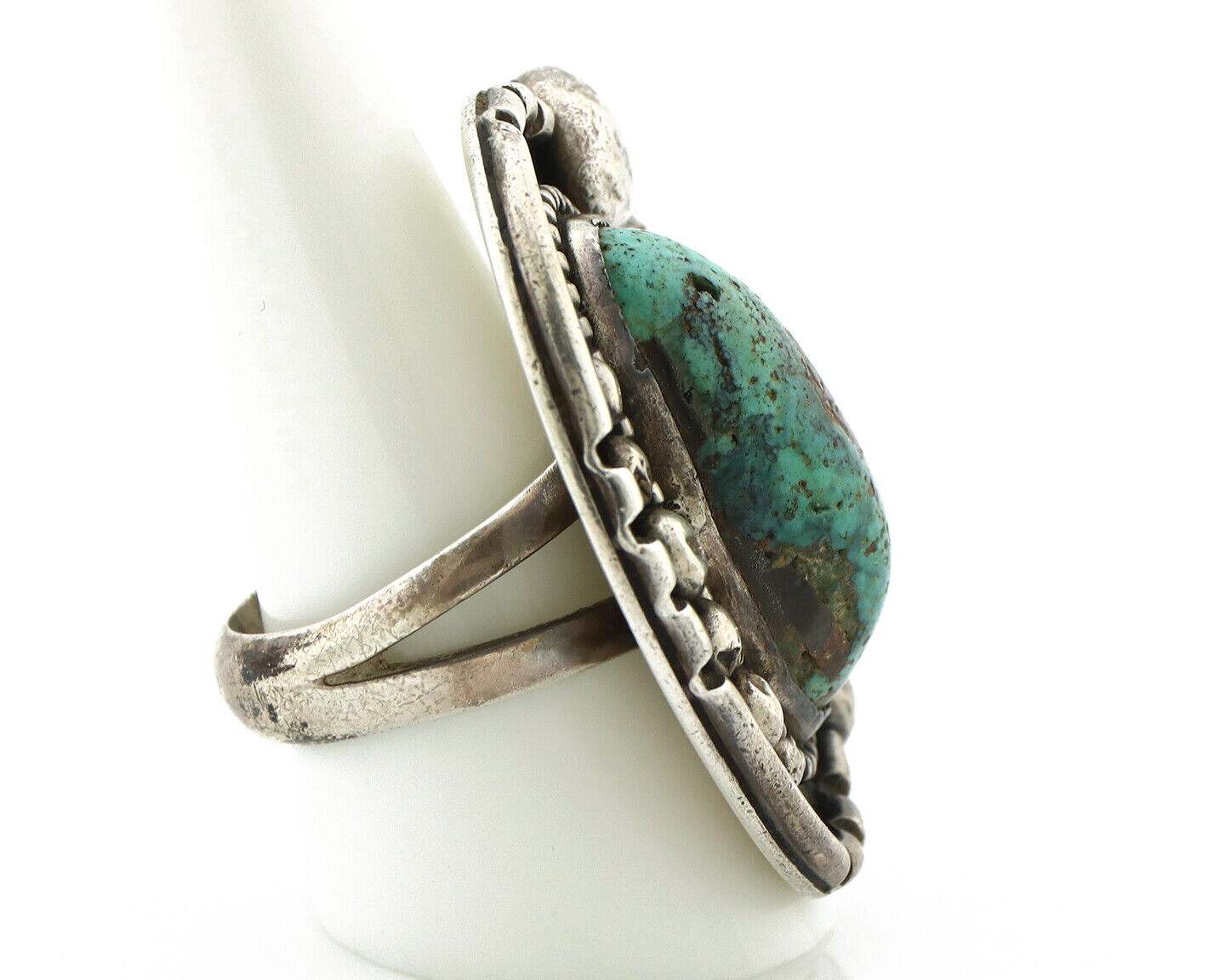 Navajo Ring 925 Silver Natural Blue Turquoise Native American Artist C.1980's