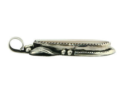 Navajo Pendant .925 Silver Real Natural Pink Mussel Signed Yazzie C.80's