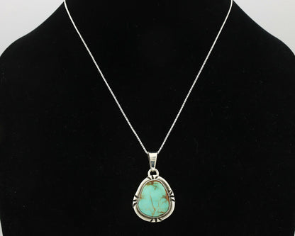 Navajo Pendant .925 Silver Kingman Turquoise Artist Signed Gecko C.80's
