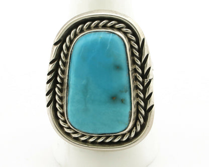 Navajo Ring .925 Silver Blue Sleeping Beauty Turquoise Signed D C.80's