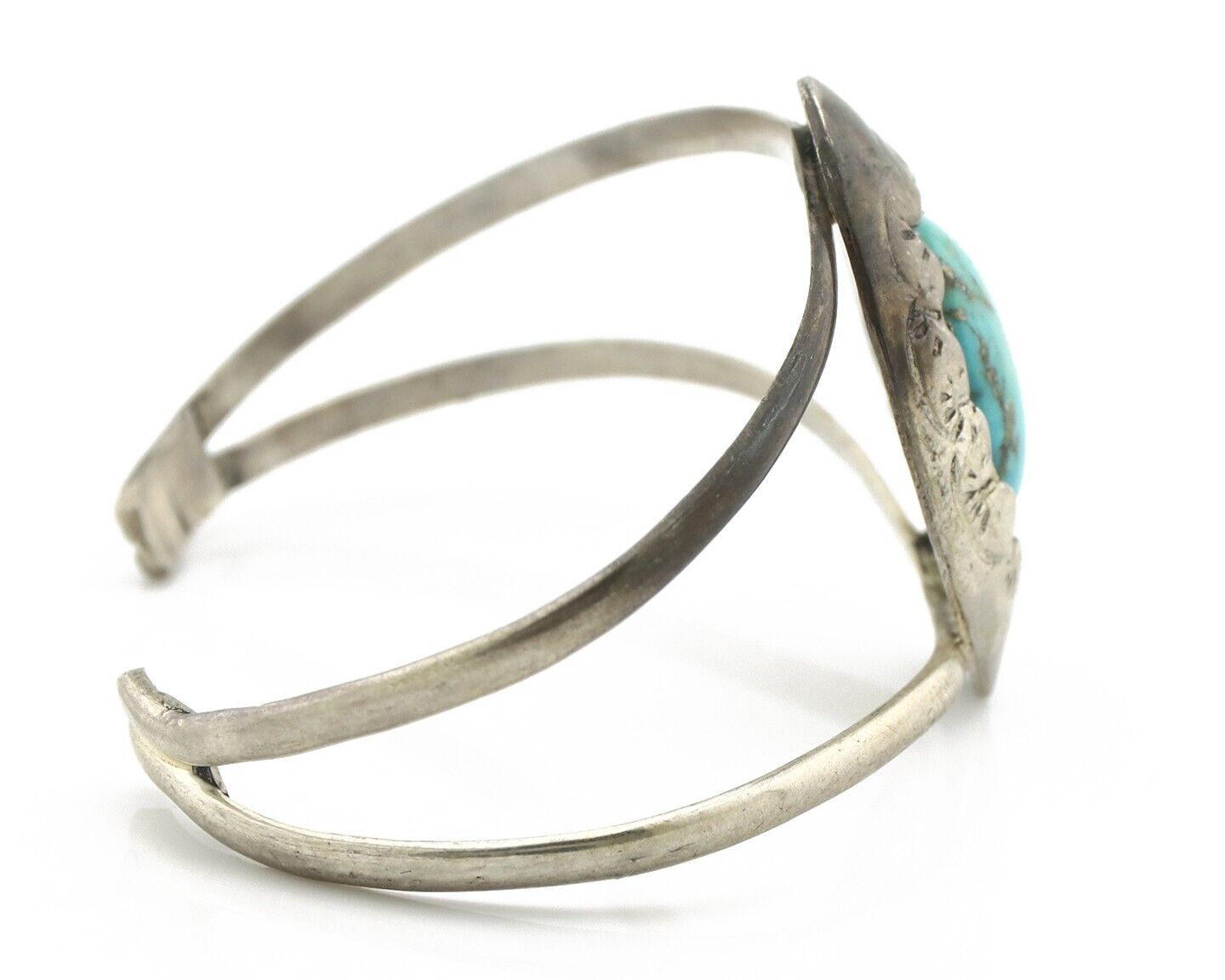 Navajo Cuff Bracelet 925 Silver Natural Turquoise Native American Artist C.80's