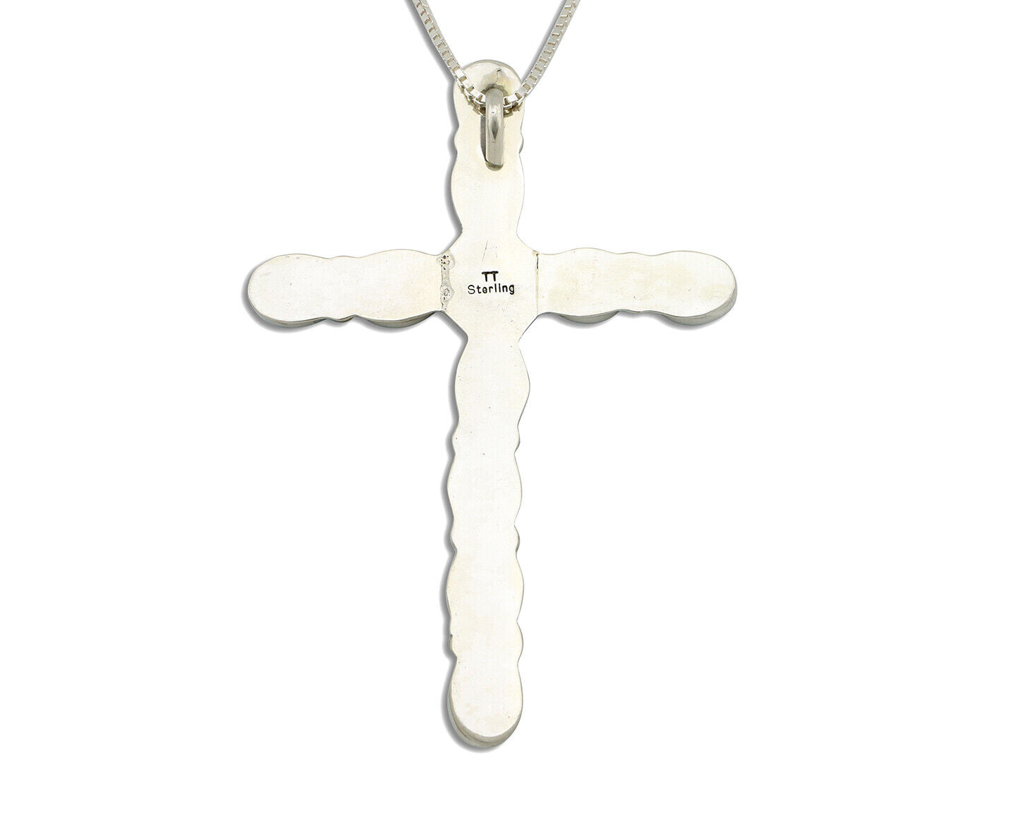 Navajo Cross Necklace 925 Silver Blue Arizona Turquoise Signed Tobe Turpen C.80s