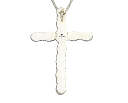 Navajo Cross Necklace 925 Silver Blue Arizona Turquoise Signed Tobe Turpen C.80s