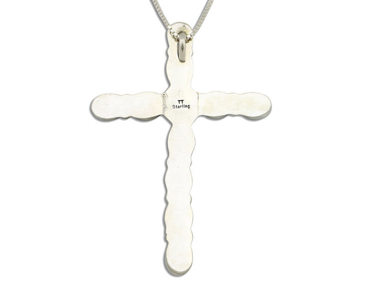 Navajo Cross Necklace 925 Silver Blue Arizona Turquoise Signed Tobe Turpen C.80s