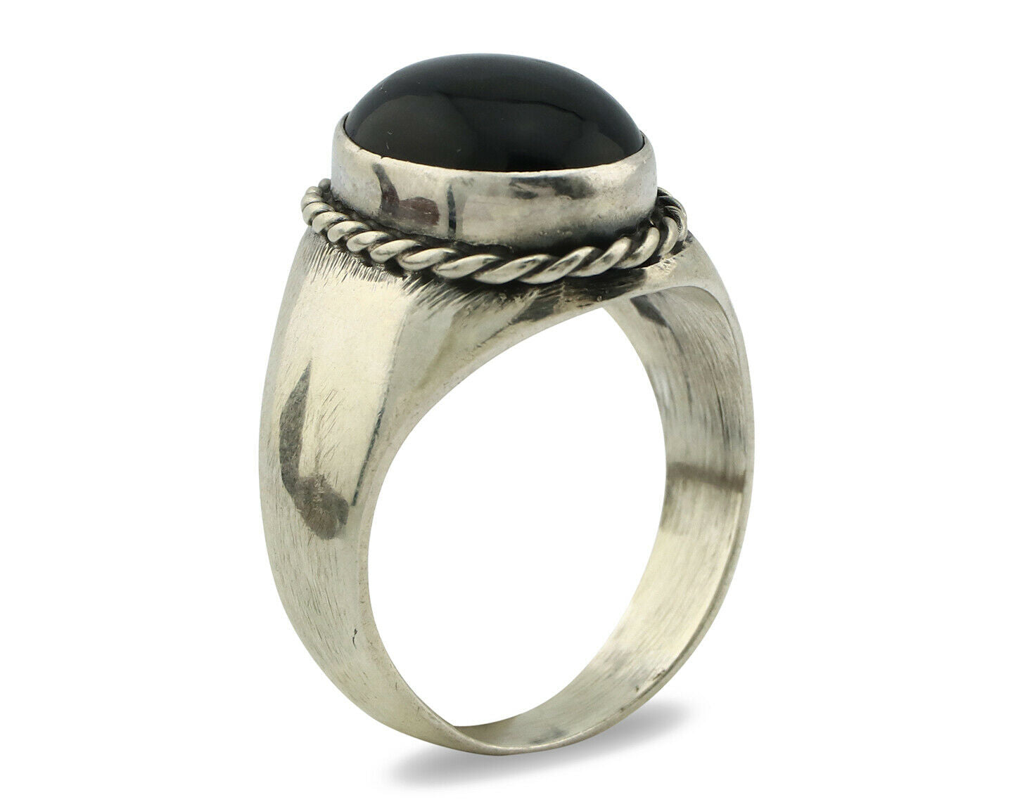 Navajo Ring .925 Silver Handmade Black Onyx Native American Artist C.80's