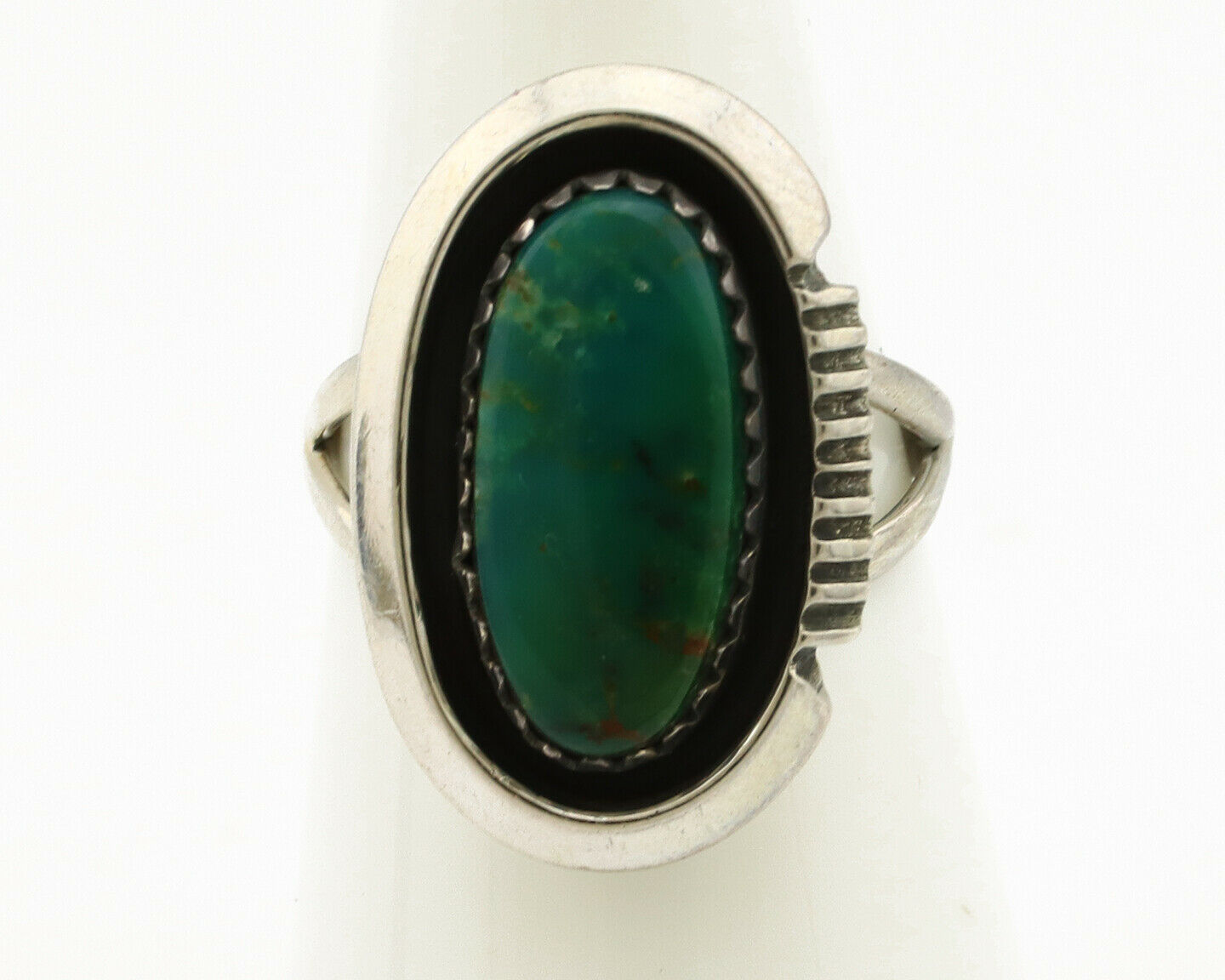 Navajo Ring .925 Silver Kingman Turquoise Native American Artist C.1980's