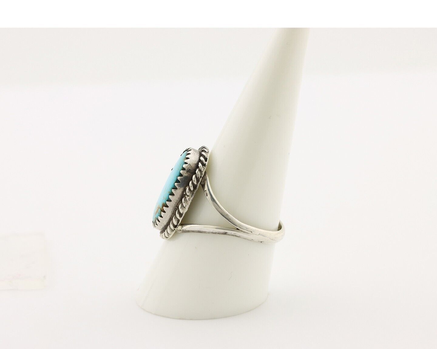 Navajo Handmade Ring 925 Silver Kingman Turquoise Artist Signed MC C.80's