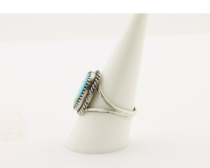 Navajo Handmade Ring 925 Silver Kingman Turquoise Artist Signed MC C.80's