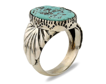 Navajo Ring .925 Silver Sleeping Beauty Turquoise Artist Signed DK C.80's