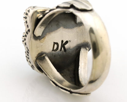 Navajo Ring .925 Silver Sleeping Beauty Turquoise Artist Signed DK C.80's