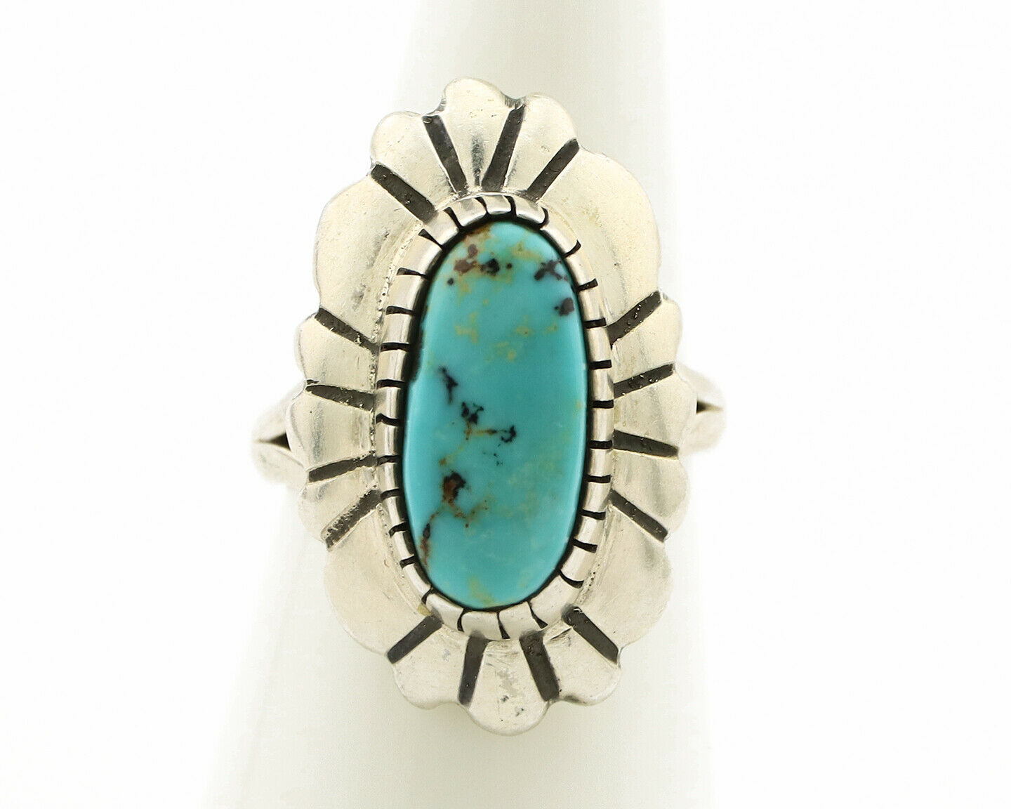 Navajo Ring .925 Silver Arizona Turquoise Signed M Montoya C.80's