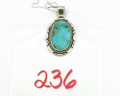 Navajo Necklace .925 Silver Kingman Turquoise Signed Sun C.1980's