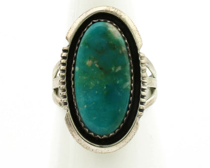 Navajo Ring .925 Silver Kingman Turquoise Native American Artist C.1980's